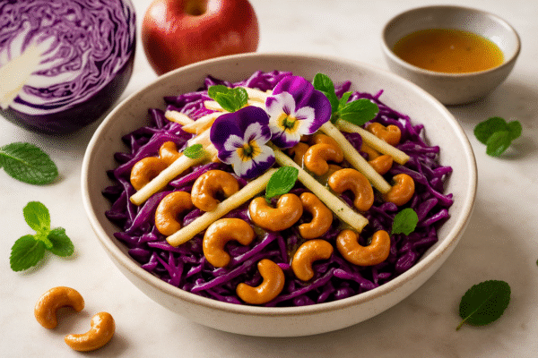 Salad Kol Ungu Apel & Kacang Mede: Segar, Cantik, dan Bernutrisi